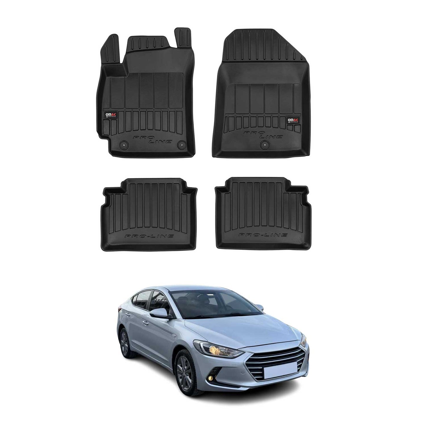 2016-2020 Hyundai Elantra Stufenheck Fußmatten TPE Schwarz 4 tlg