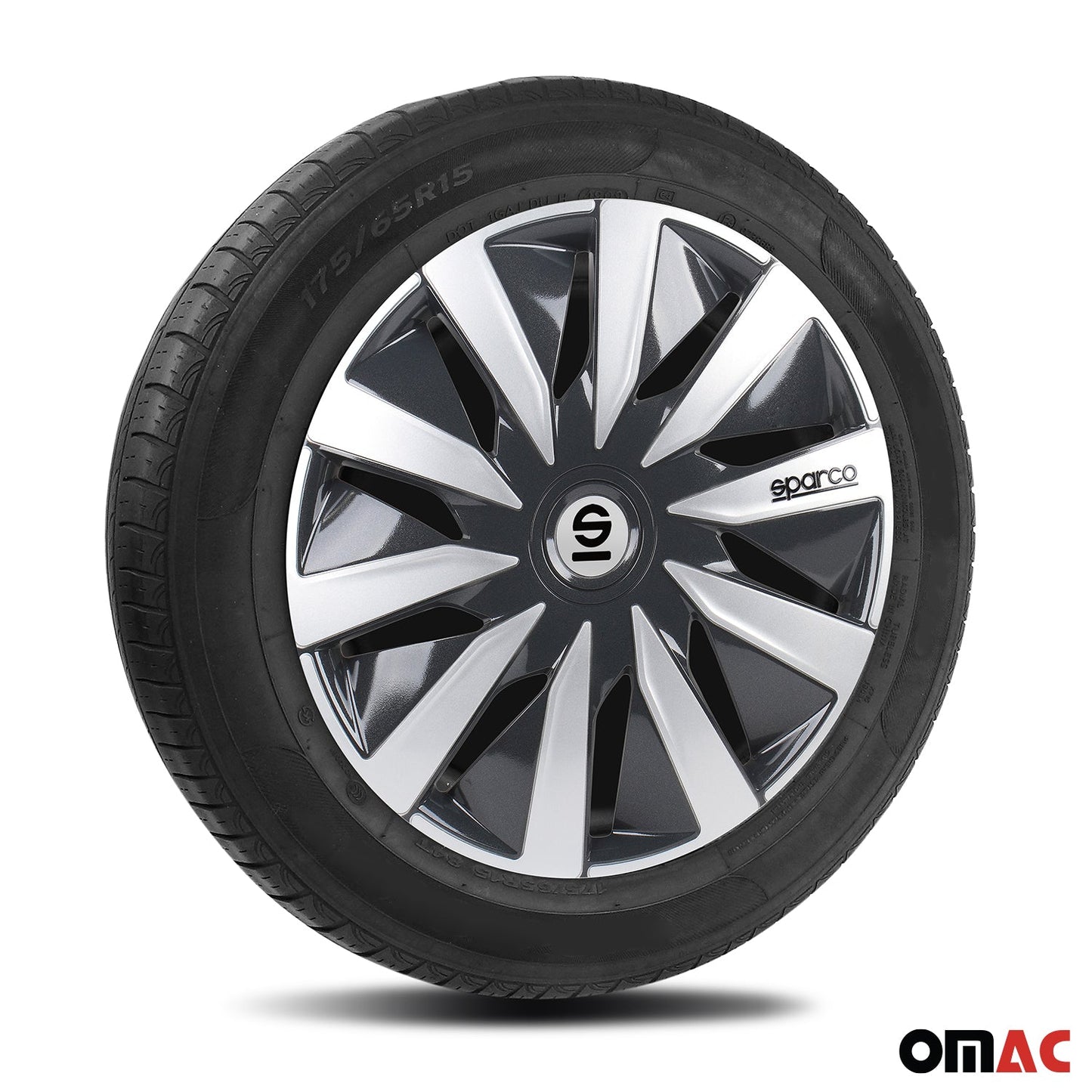 Radkappen Radzierblenden Sparco Lazio 16" Zoll Auto Abdeckung Set Grau Silber 4x