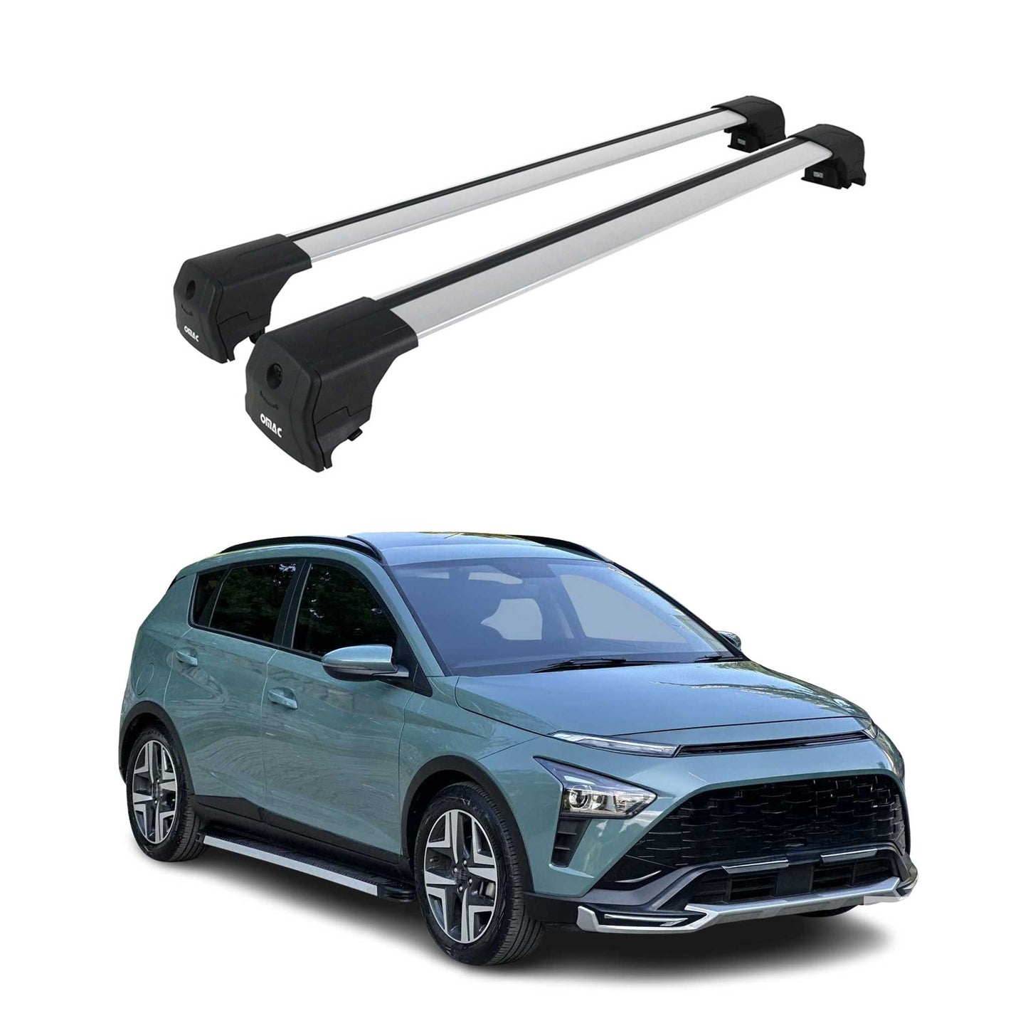 Portbagaj de plafon pentru Hyundai Bayon 2021-2025 75kg aluminiu argintiu 2 buc