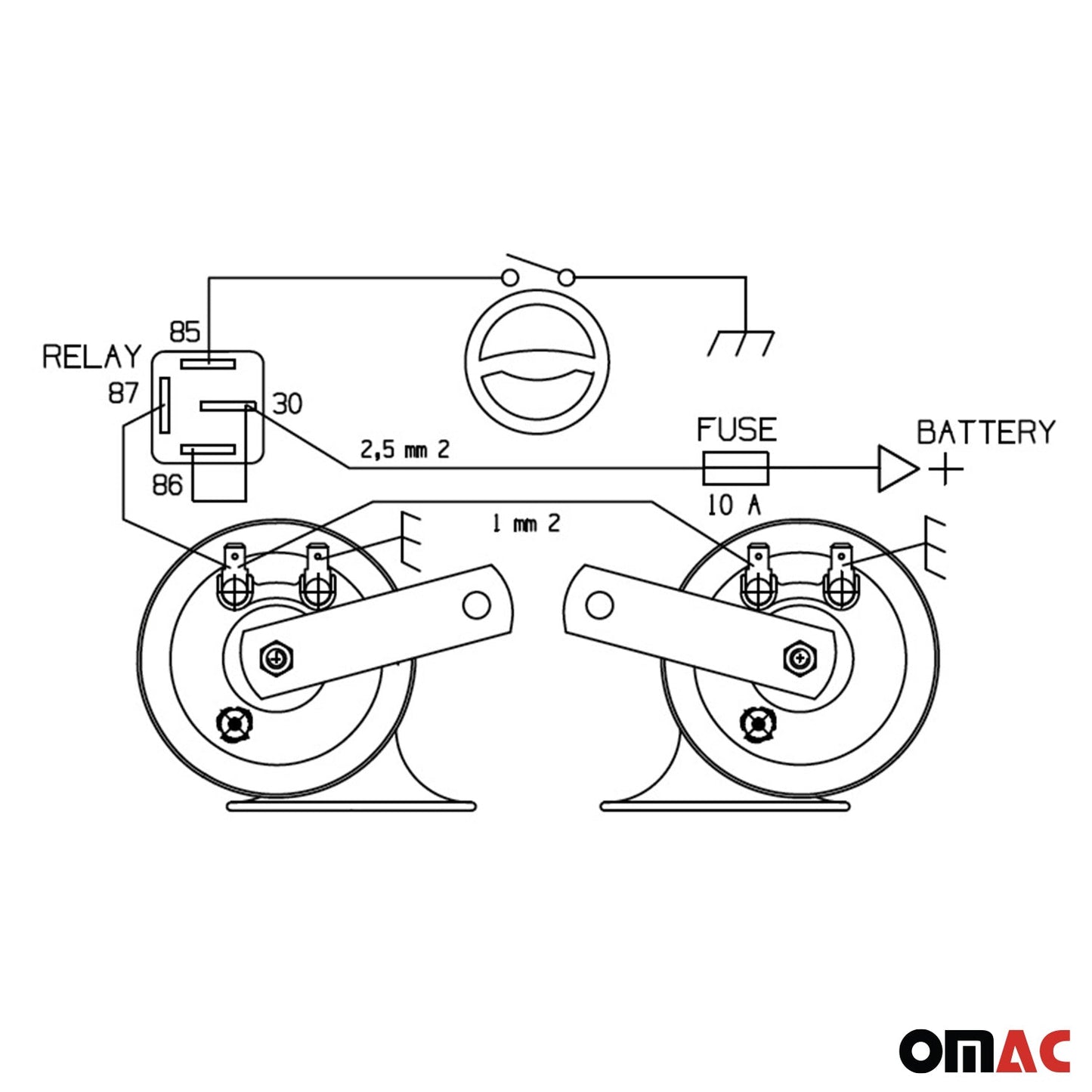 12V 108dB Czarny klakson pneumatyczny Snail ostrzegawczy do pojazdów samochodowych i ciężarowych
