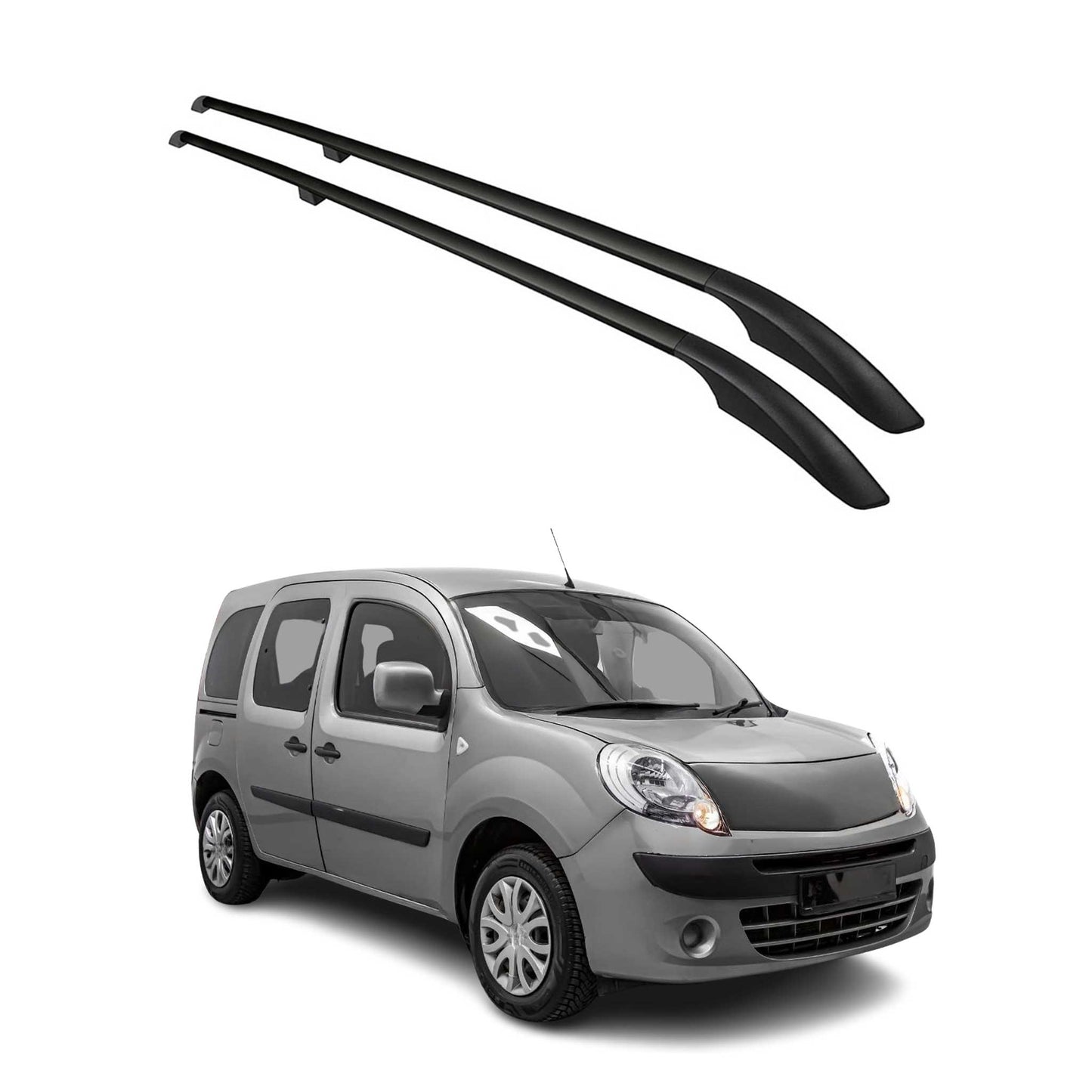 Dachreling Dachgepäckträger für Renault Kangoo 2008-2021 Kurzer Alu Schwarz