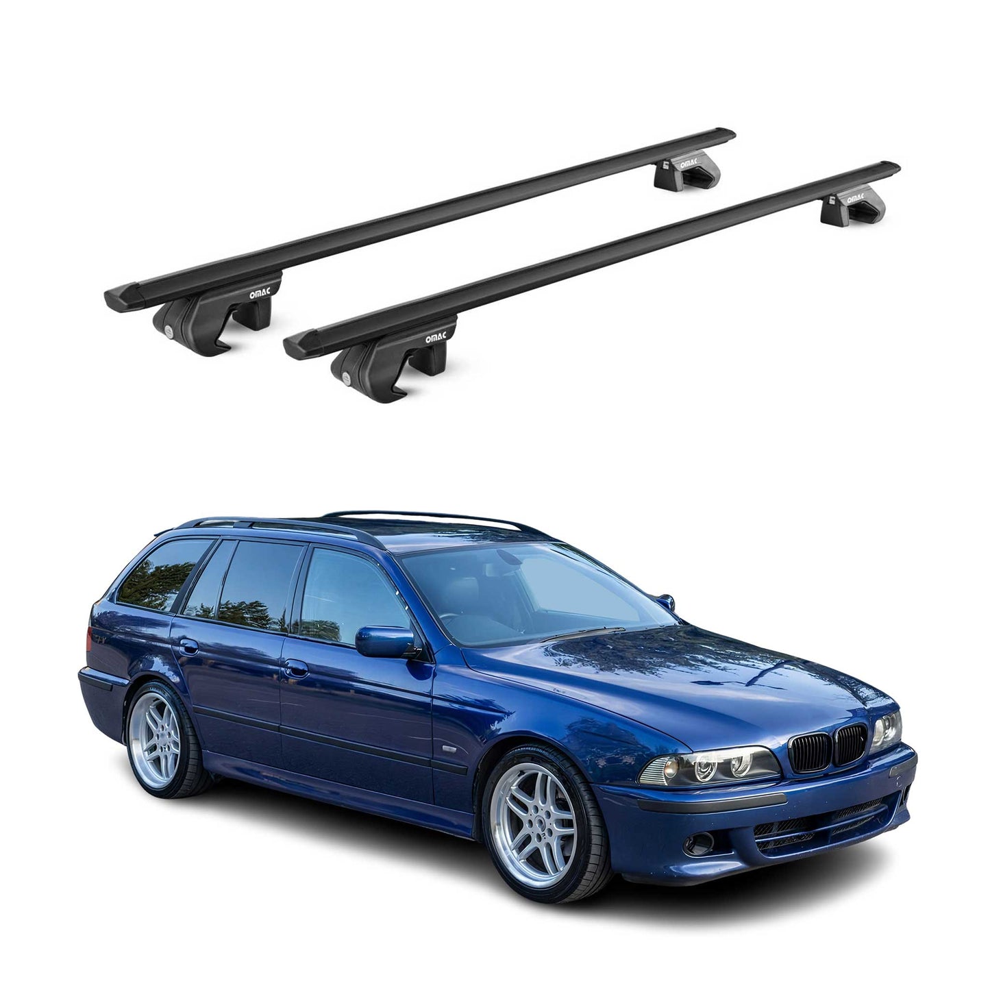 Bară portbagaj plafon pentru BMW Seria 5 Touring E39 E61 1996-2011 5 uși 90kg aluminiu negru 2x ABE
