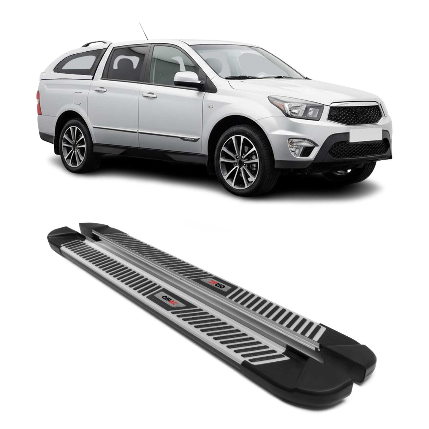 Trittbretter Seitenbretter Schweller für Ssangyong Korando Sport Alu Schwarz