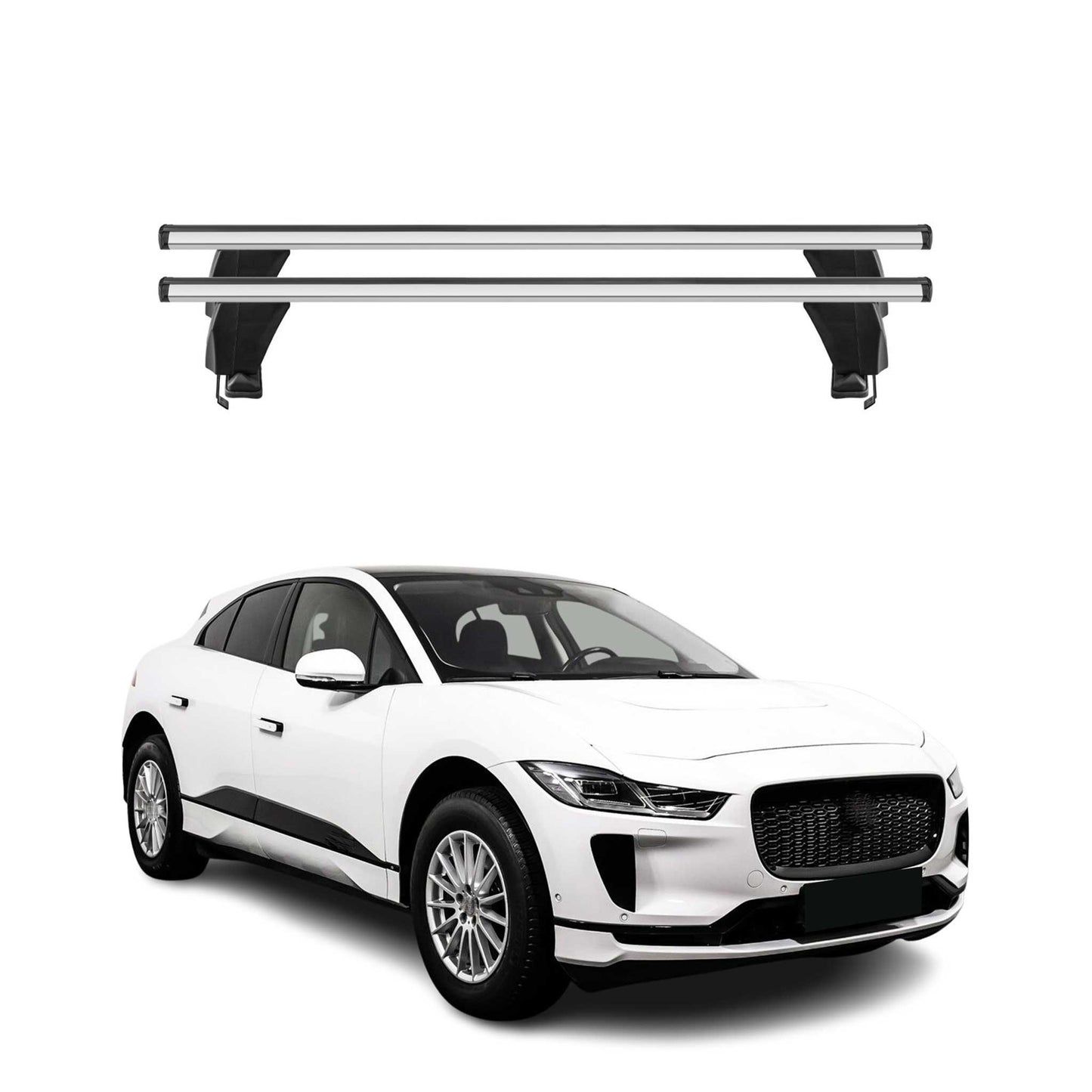 Bagażnik dachowy Menabo do modelu Jaguar I-Pace 2018-2025, 50 kg, aluminiowy, srebrny, 2-częściowy