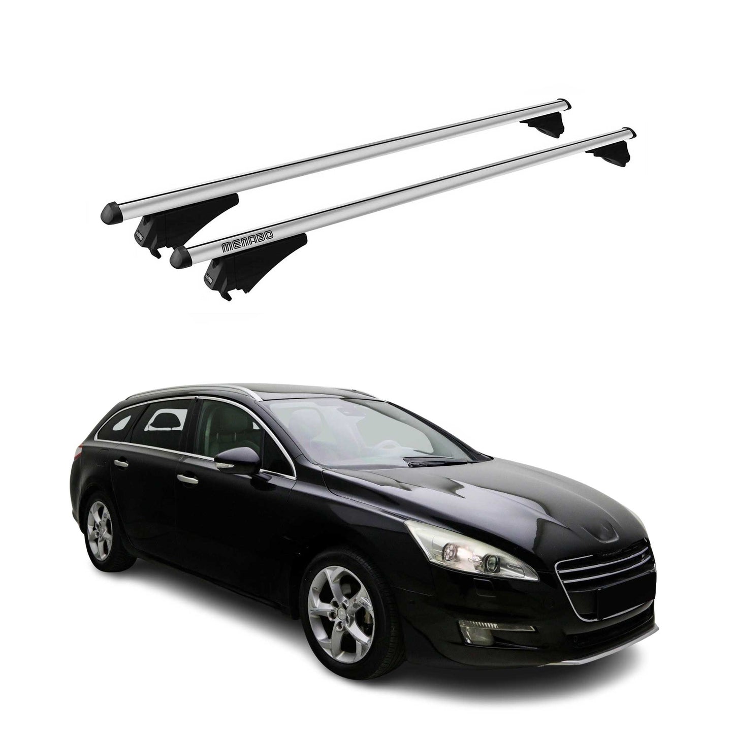 Menabo Dachträger Grundtäger für Peugeot 508 Kombi 2010-2018 75kg Alu Silber 2x