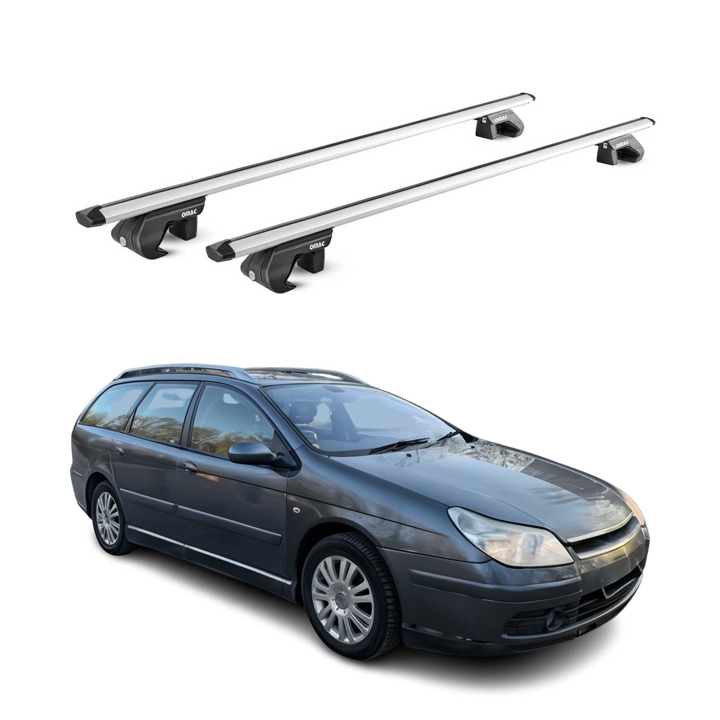 Dachträger Grundtäger für Citroen C5 I II Kombi 2001-2017 90kg Alu Silber 2x ABE