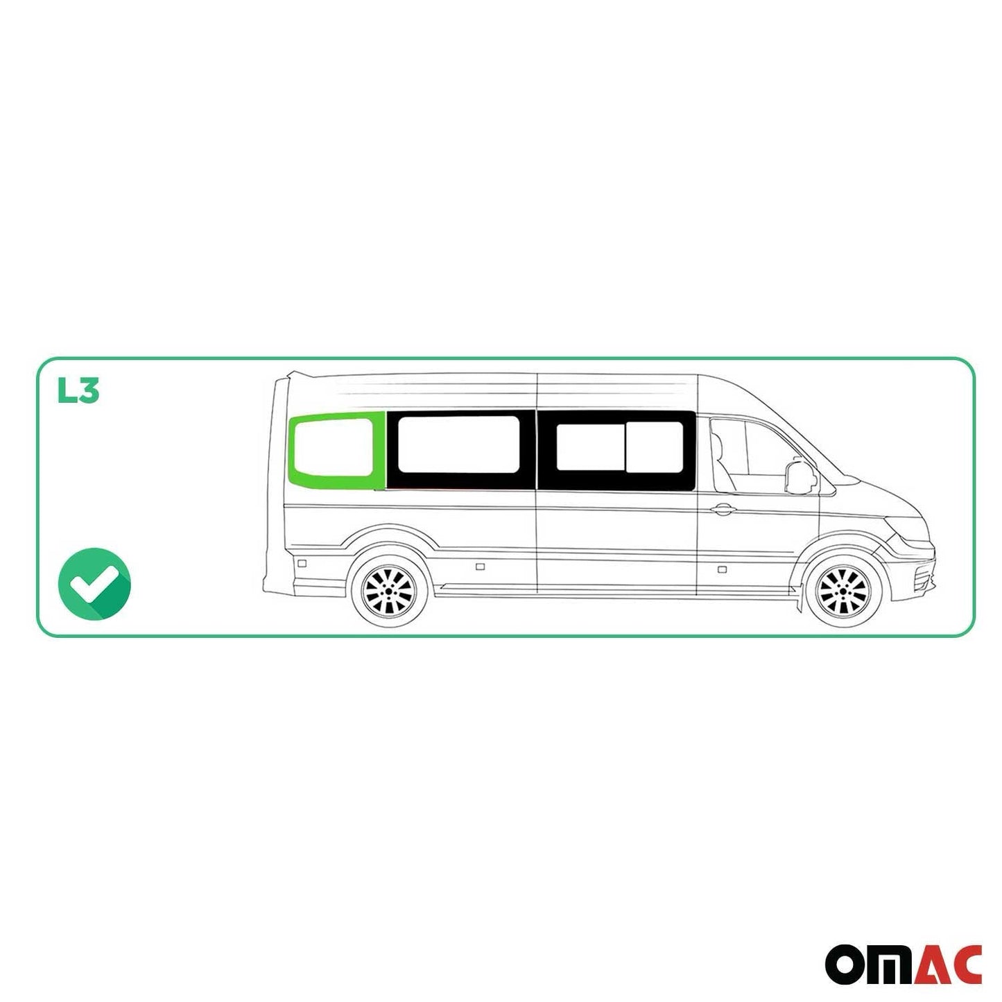 Seitenfenster Sicherheitsglas für VW Crafter 2017-2025 Auto Rechts L3 Schwarz