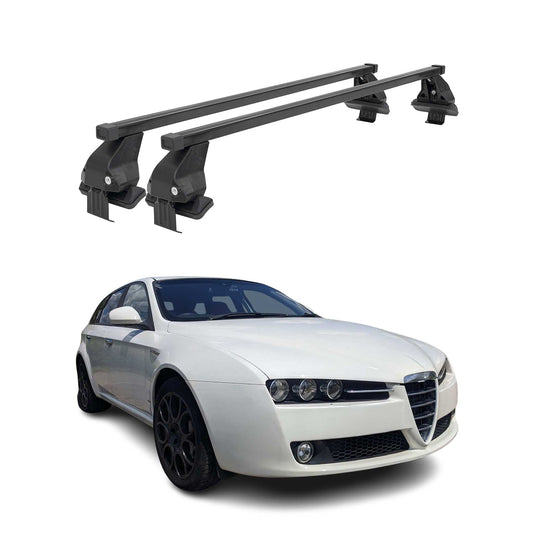 Menabo Dachträger für Alfa Romeo 159 Sportwagon 2005-2011 50kg Stahl Schwarz 2x