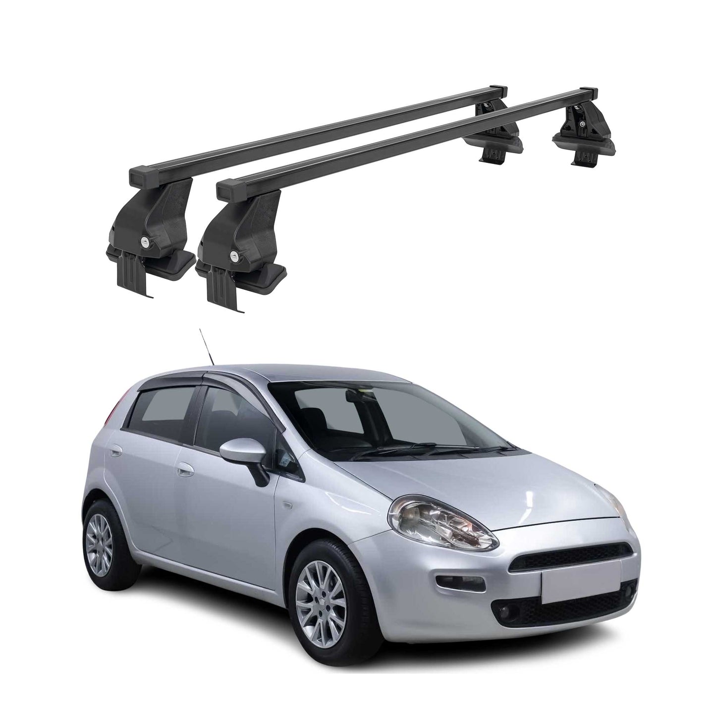 Menabo Dachträger Grundtäger für Fiat Punto mk3 2012-2018 3tür 50kg Schwarz 2x