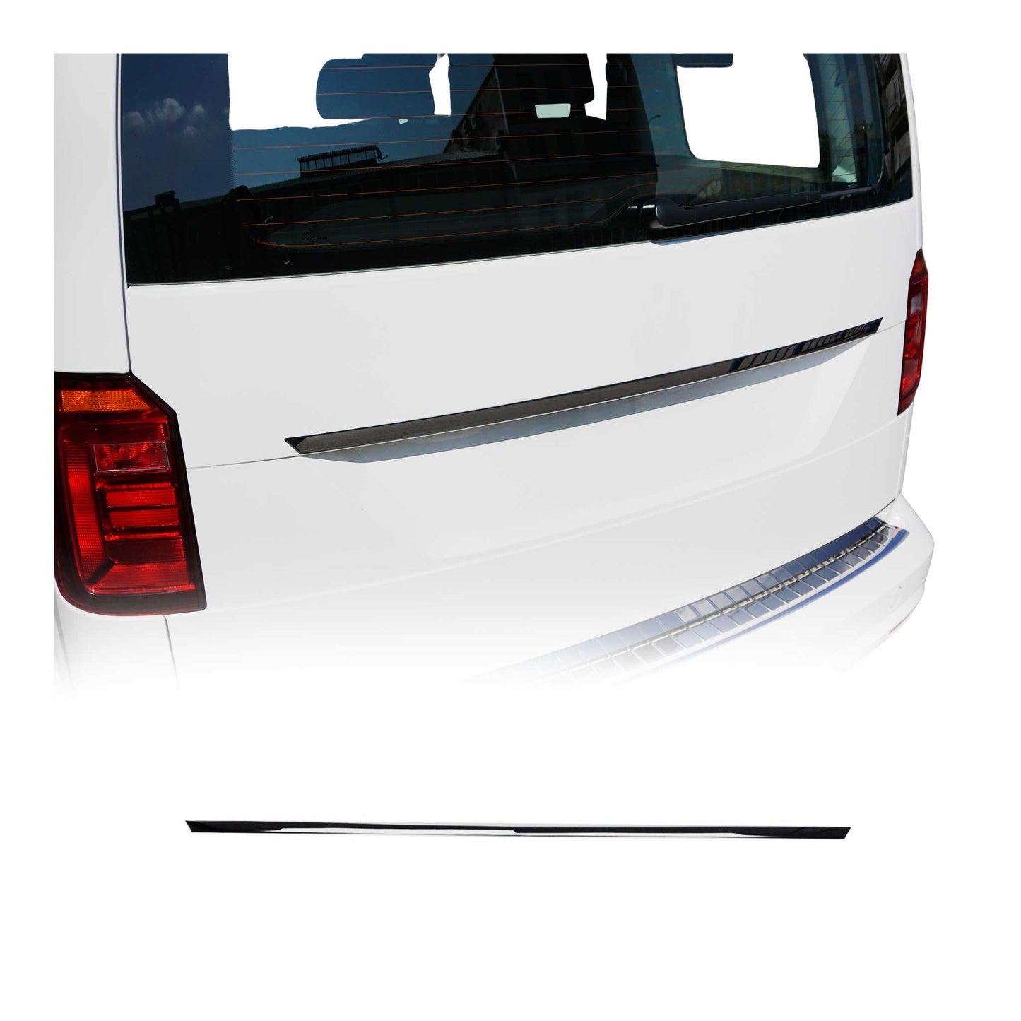 Mâner deschizător portbagaj pentru VW Caddy 2015-2020, oțel inoxidabil, finisaj închis, 1 bucată