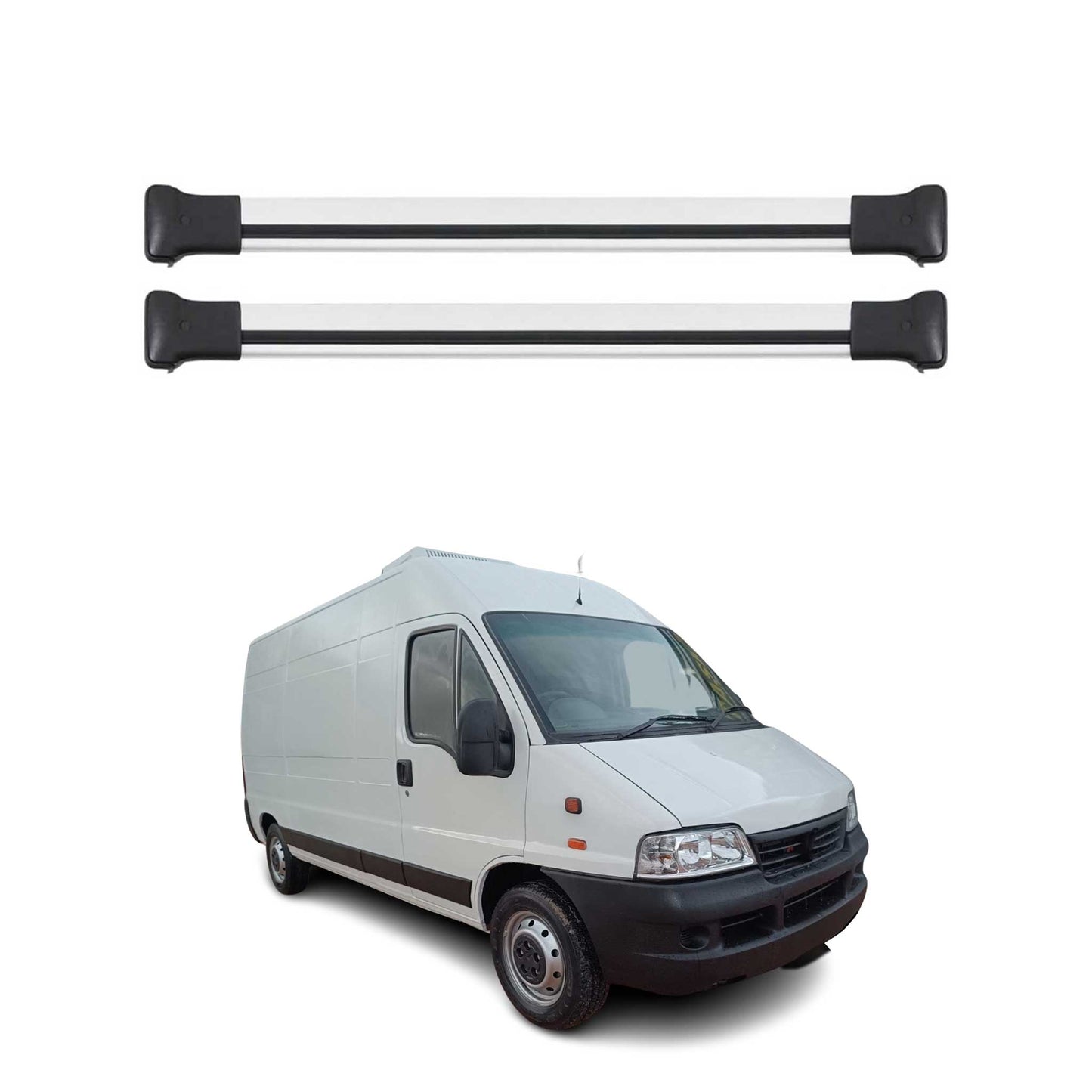 Portbagaj de plafon pentru Fiat Ducato 2006-2025 75kg aluminiu argintiu 2 buc