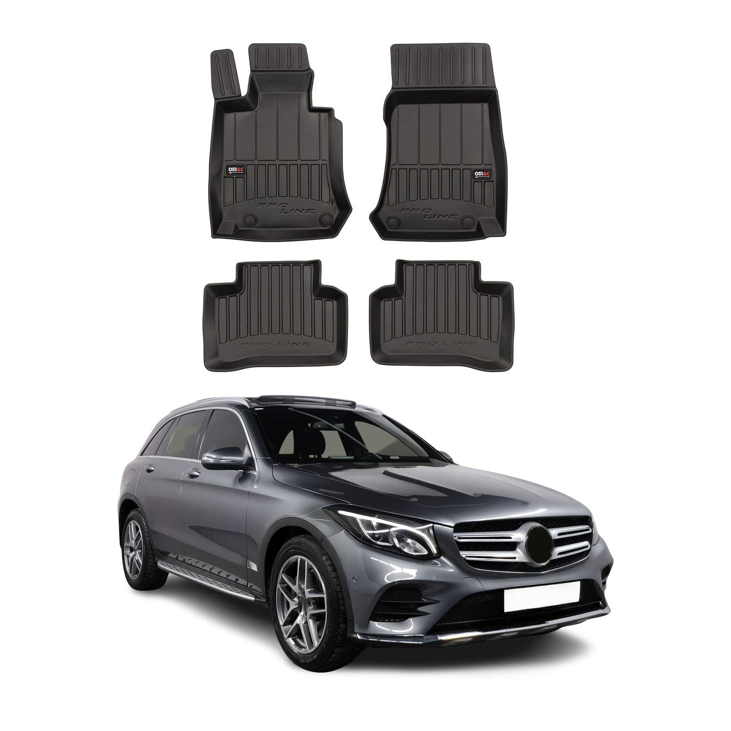 2015-2022 Mercedes GLC X253 C253 Fußmatten TPE Schwarz 4 tlg
