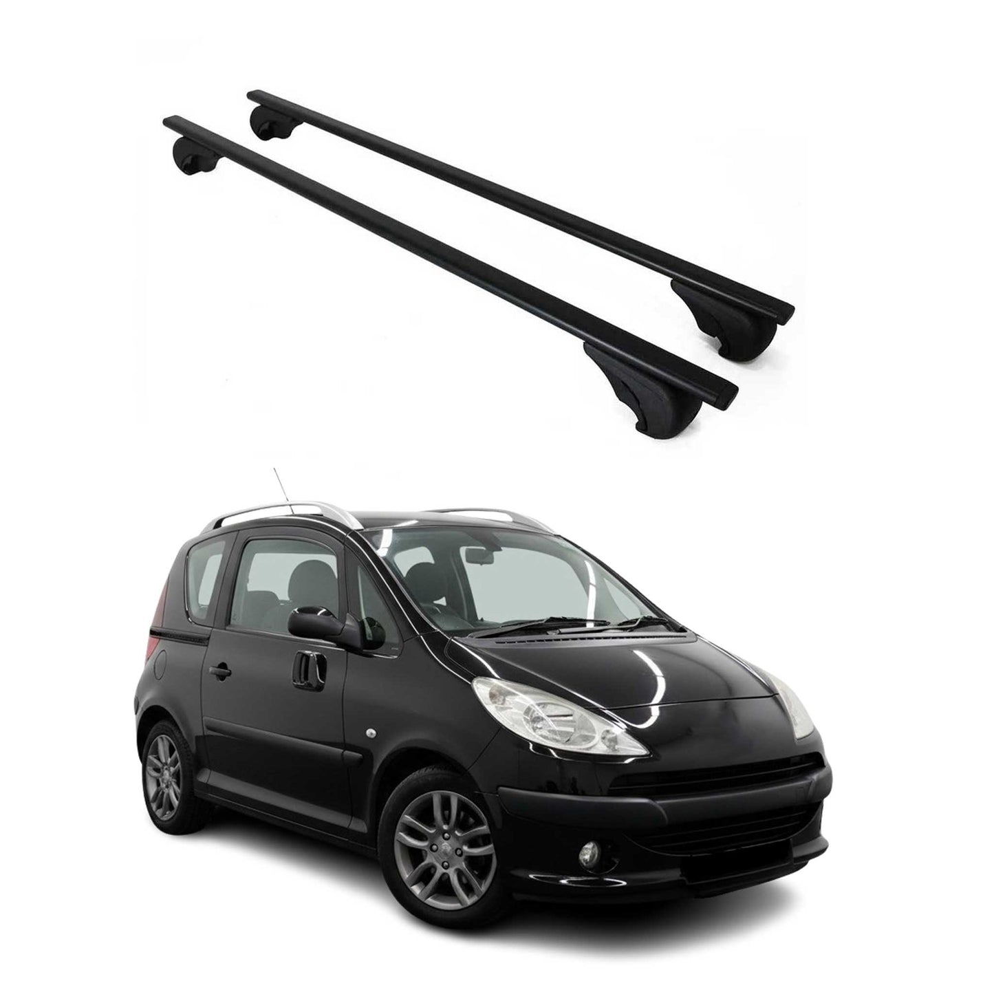 Portbagaj de plafon pentru Peugeot 1007 2004-2009 75kg, negru metalic, 2 buc.