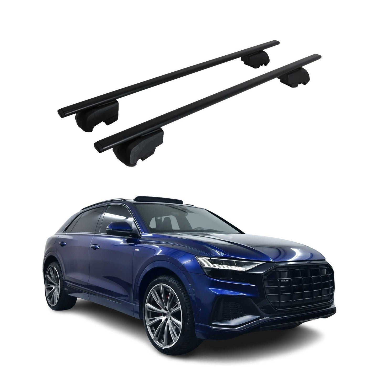 Portbagaj de plafon pentru Audi Q8 2018-2025, suport de bază ABE, negru metalic, 2x