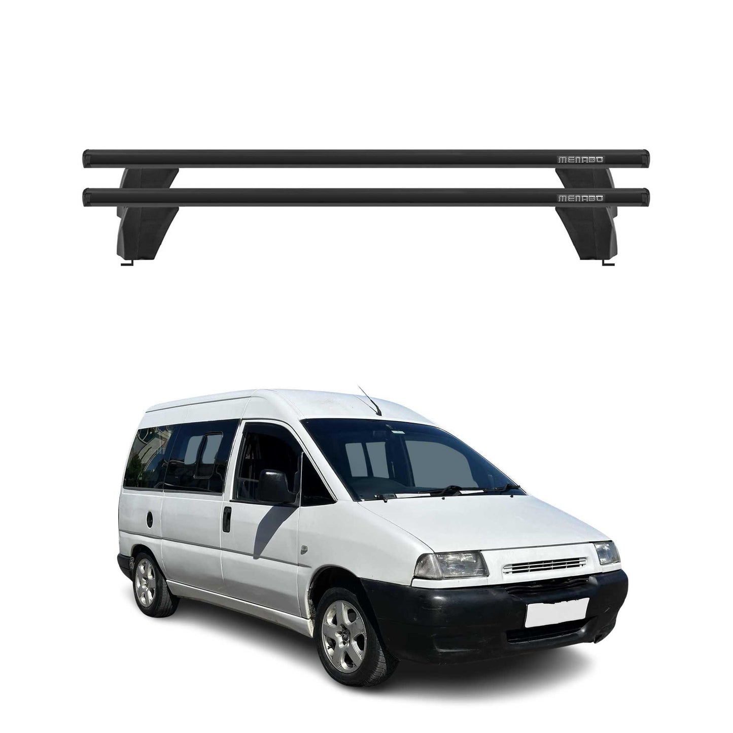 Menabo Dachträger Grundtäger für Peugeot Expert 1995-2006 75kg Alu Schwarz 2 tlg