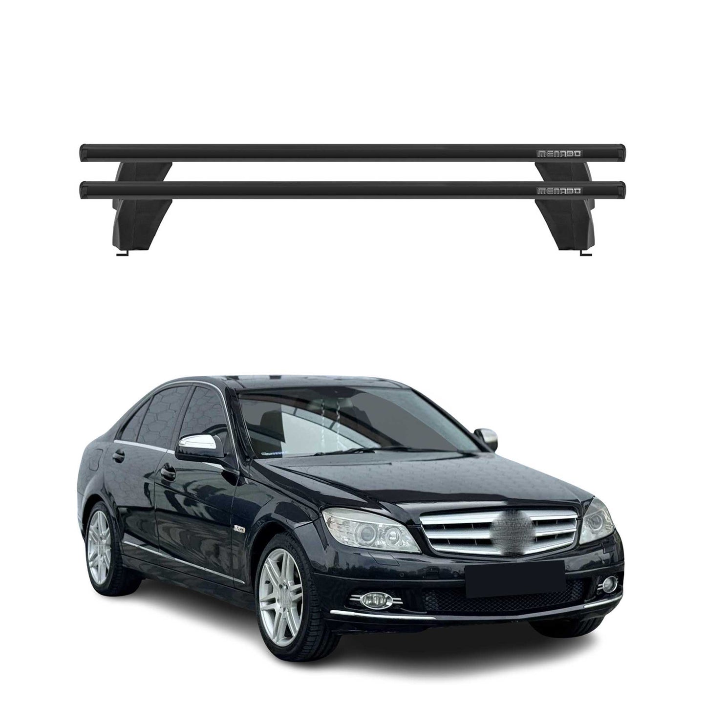 Menabo Dachträger für Mercedes C Klasse W204 2007-2013 ABE Aluminium Schwarz