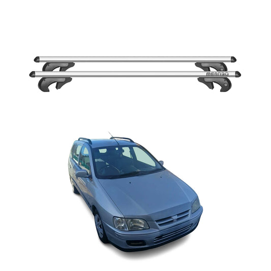 Menabo Dachträger für Mitsubishi Space Star mk1 1999-2005 90kg Alu Silber 2x