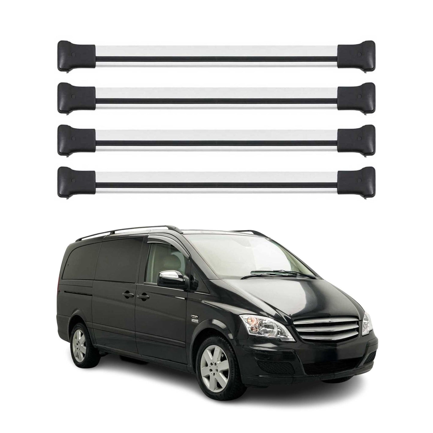 Portbagaj de plafon pentru Mercedes Viano Vito W639 2003-2014 75kg gri aluminiu 4 buc