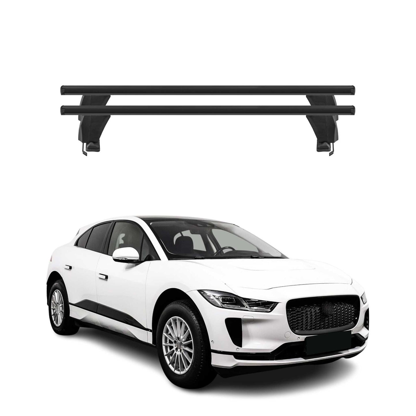 Bagażnik dachowy Menabo do modelu Jaguar I-Pace 2018-2025, 50 kg, aluminiowy, czarny, 2-częściowy