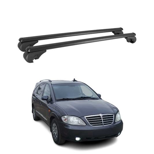 Portbagaj de plafon pentru Ssangyong Rodius 2004-2012, portbagaj de bază din aluminiu, negru