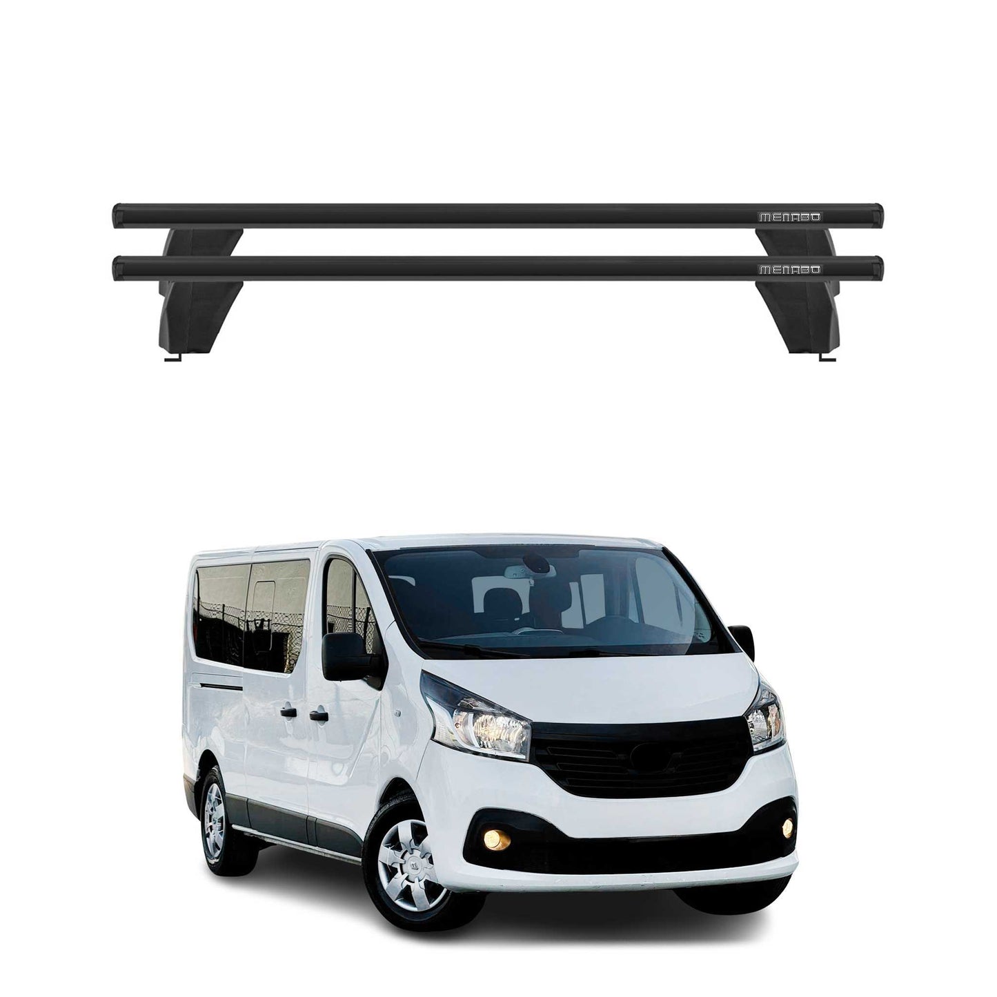 Menabo Dachträger Grundtäger für Opel Combo D 2011-2018 75kg Alu Schwarz 2 tlg