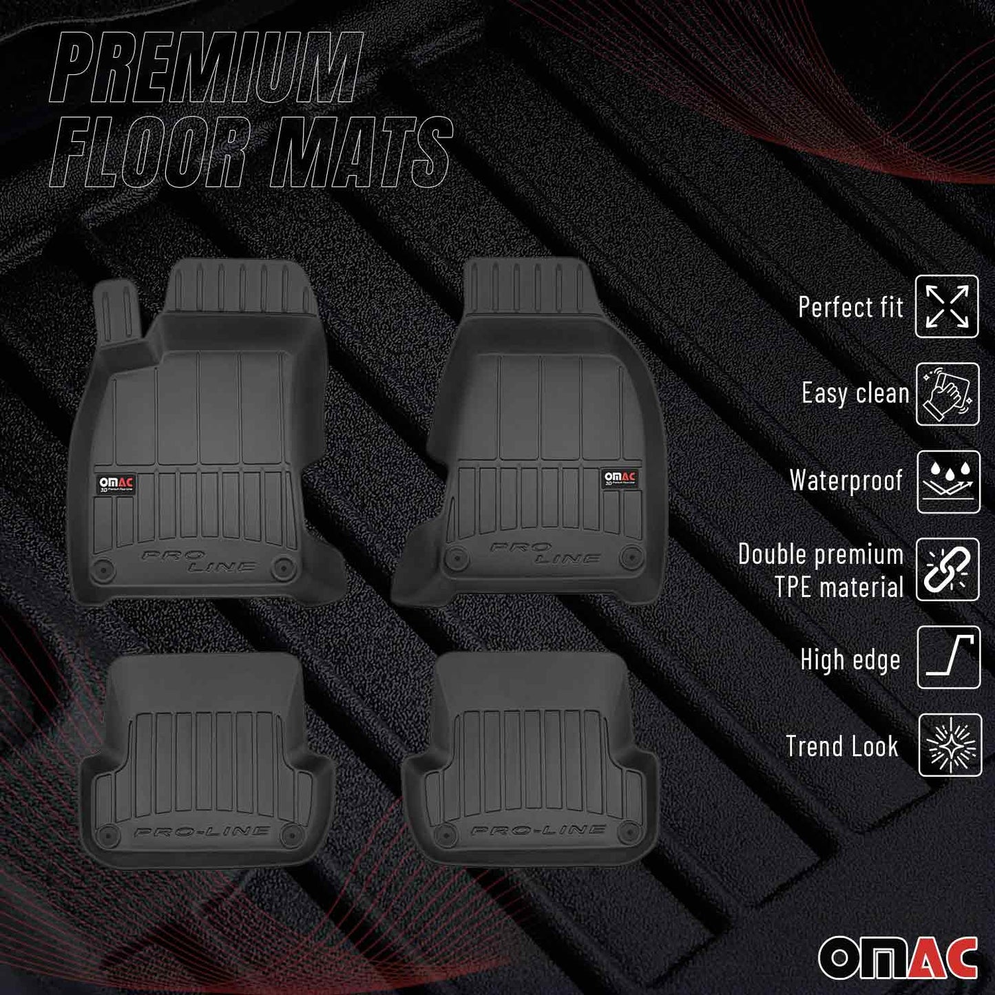 Covorașe auto Seat Exeo 2008-2014, TPE, negre, 4 buc.