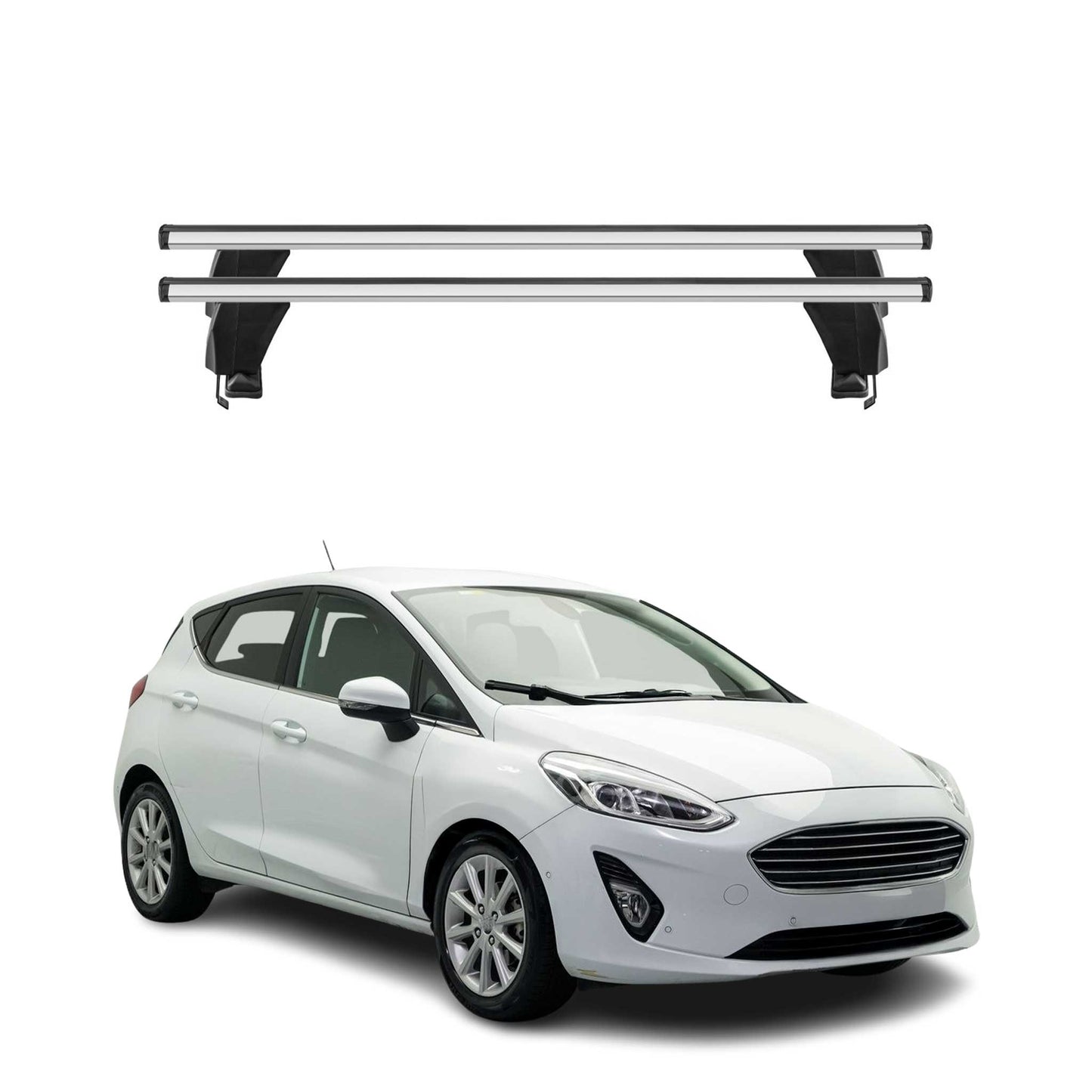 Menabo Portbagaj de plafon pentru Ford Fiesta 2017-2020 50kg Aluminiu Argintiu 2 bucăți