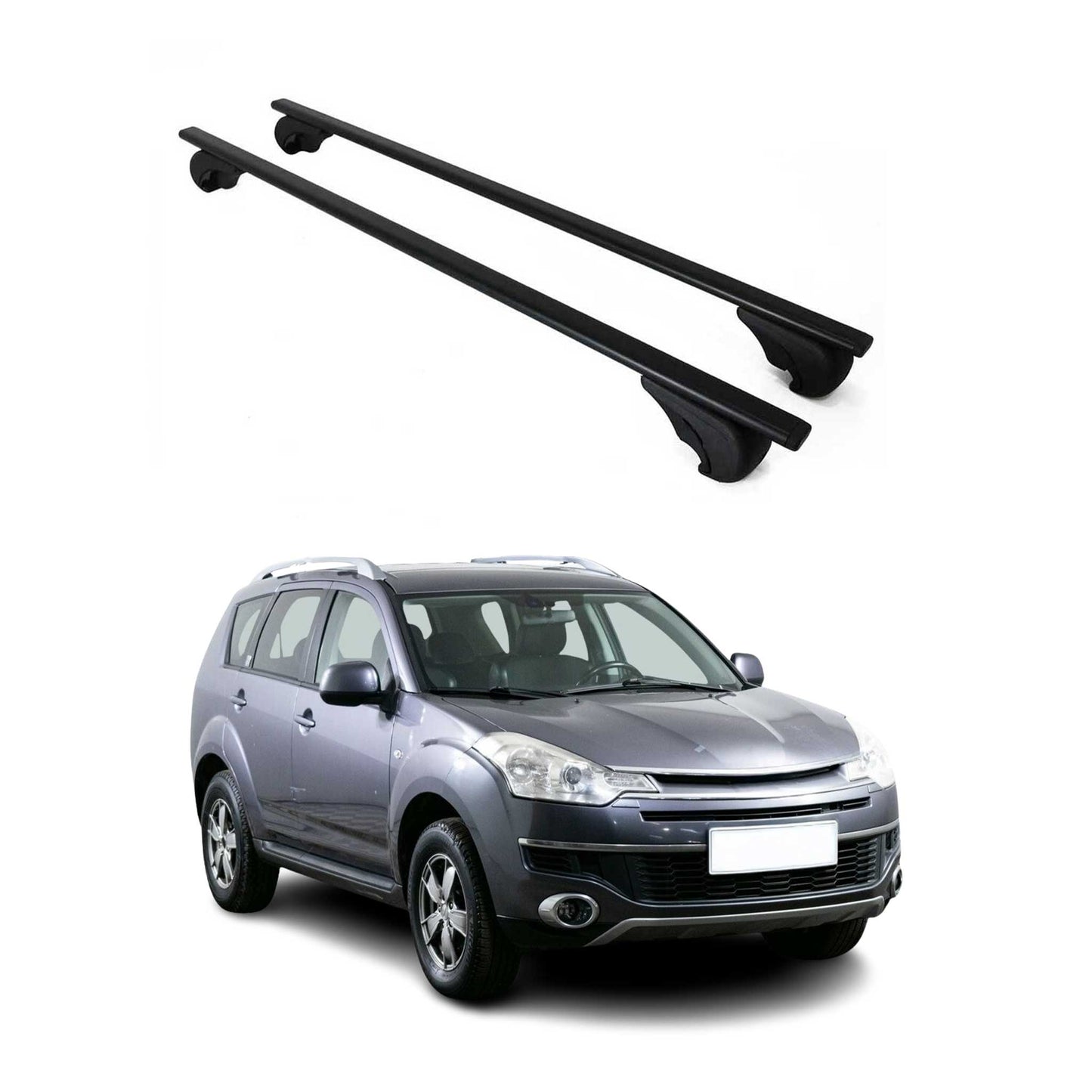 Dachträger Grundtäger für Citroen C-Crosser 2007-2012 75kg Metall Schwarz 2 tlg