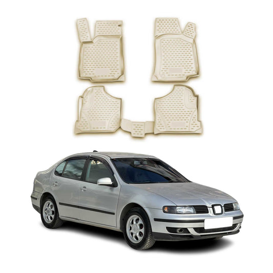 OMAC Gummimatten Fußmatten für Seat Toledo 1998-2004 TPE Automatten Beige 4x