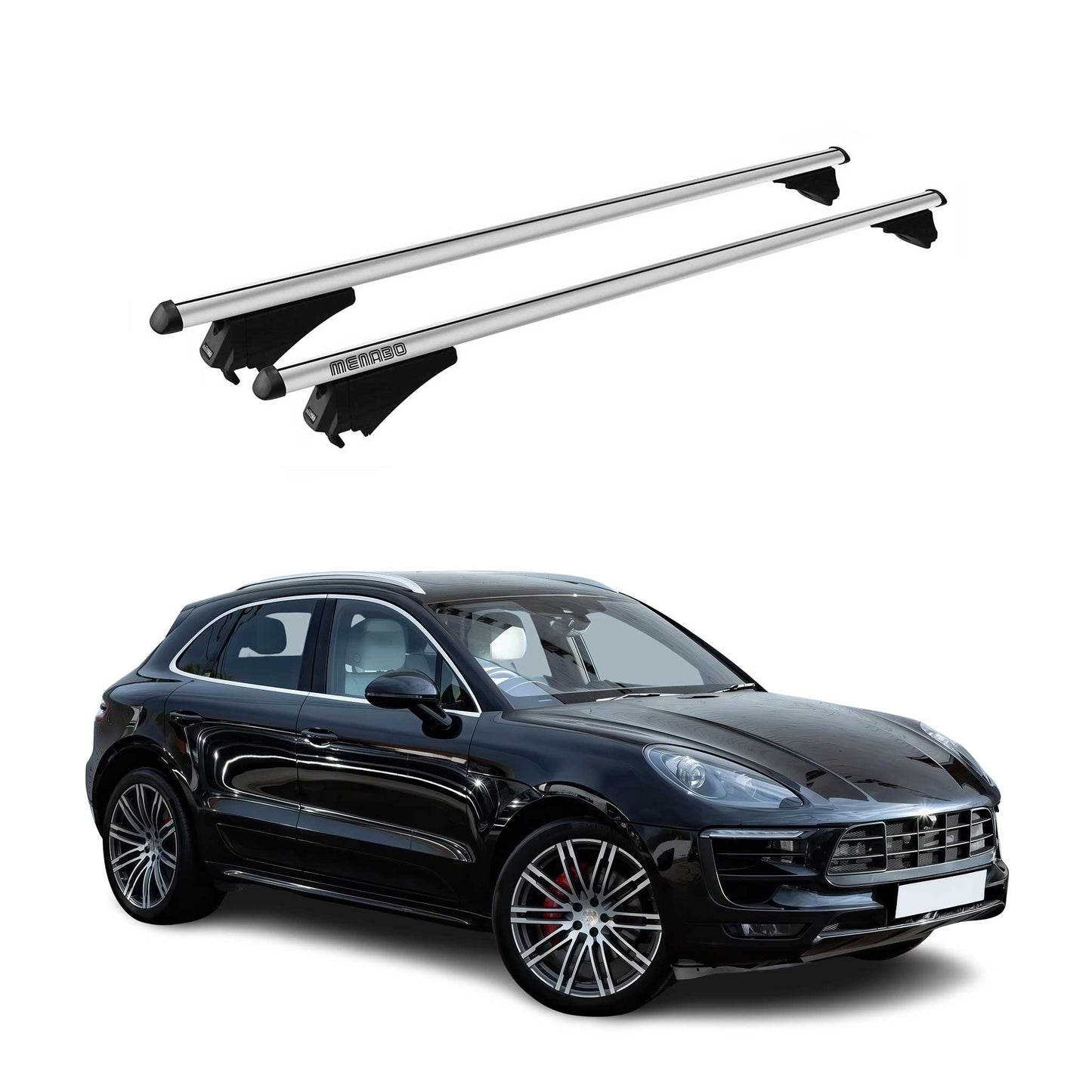 Menabo Dachträger Grundtäger für Porsche Macan 2014-2019 75kg Alu Silber 2 tlg