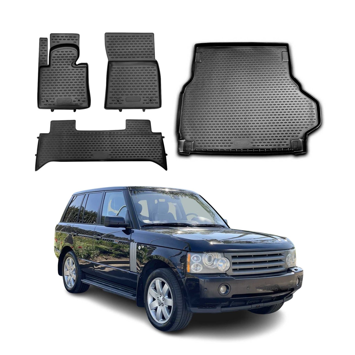 Covorașe și căptușeală portbagaj pentru Land Rover Range Rover 2002-2012, cauciuc 3D TPE