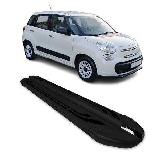 Trittbretter Seitenschweller Seitenbretter für Fiat 500L 2012-2024 Alu Schwarz