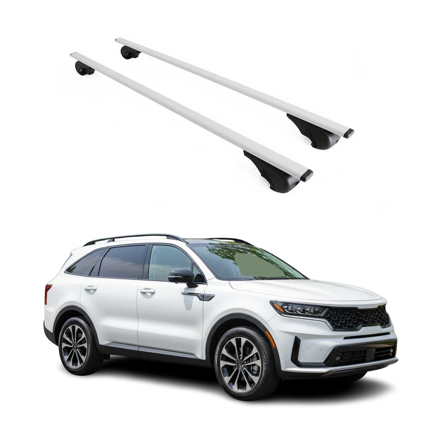 Portbagaj de plafon pentru Kia Sorento MQ4 X Line 2021-2025 75kg metal argintiu 2x
