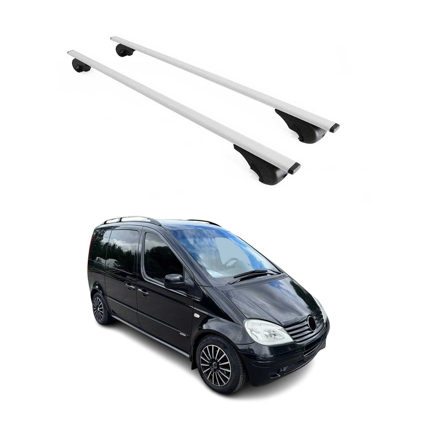 Portbagaj de plafon pentru Mercedes Vaneo 2001-2005 75kg metal argintiu 2 buc