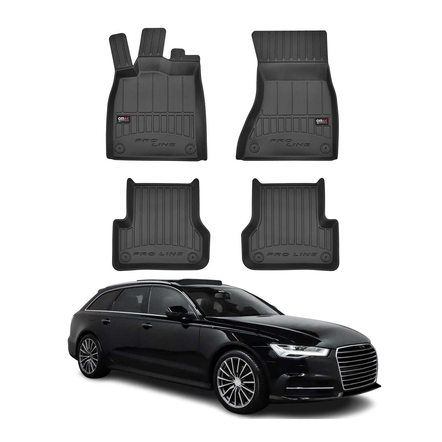 2010-2018 Audi A6 Avant Kombi Limo Fußmatten TPE Schwarz 4 tlg
