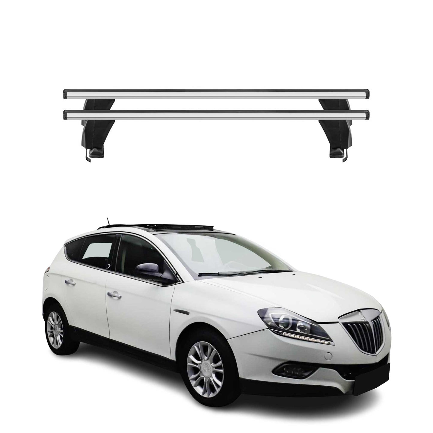Menabo Dachträger Grundtäger für Lancia Delta 2008-2014 50kg Alu Silber 2 tlg