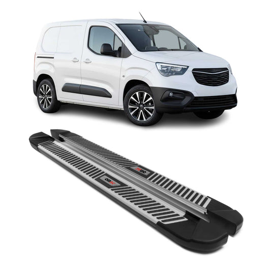Trittbretter Seitenbretter für Opel Combo 2018-23 Kombi L1 Kurzer Schwarz-Silber