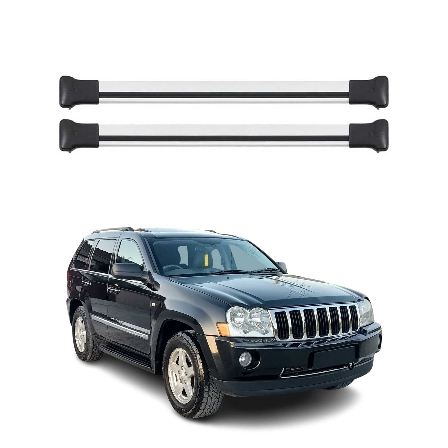 Dachträger Grundtäger für Jeep Grand Cherokee WK 2005-2010 75kg Alu Silber 2tlg