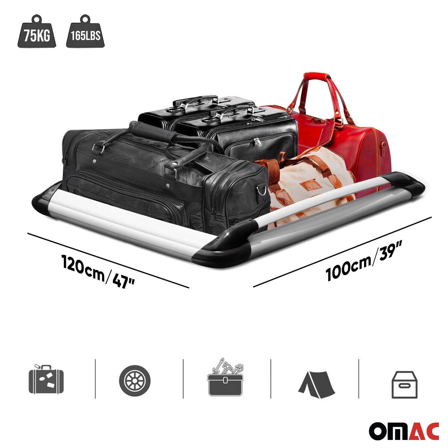 Coș/cutie portbagaj de plafon pentru camionete, aluminiu, argintiu, 100x120 cm