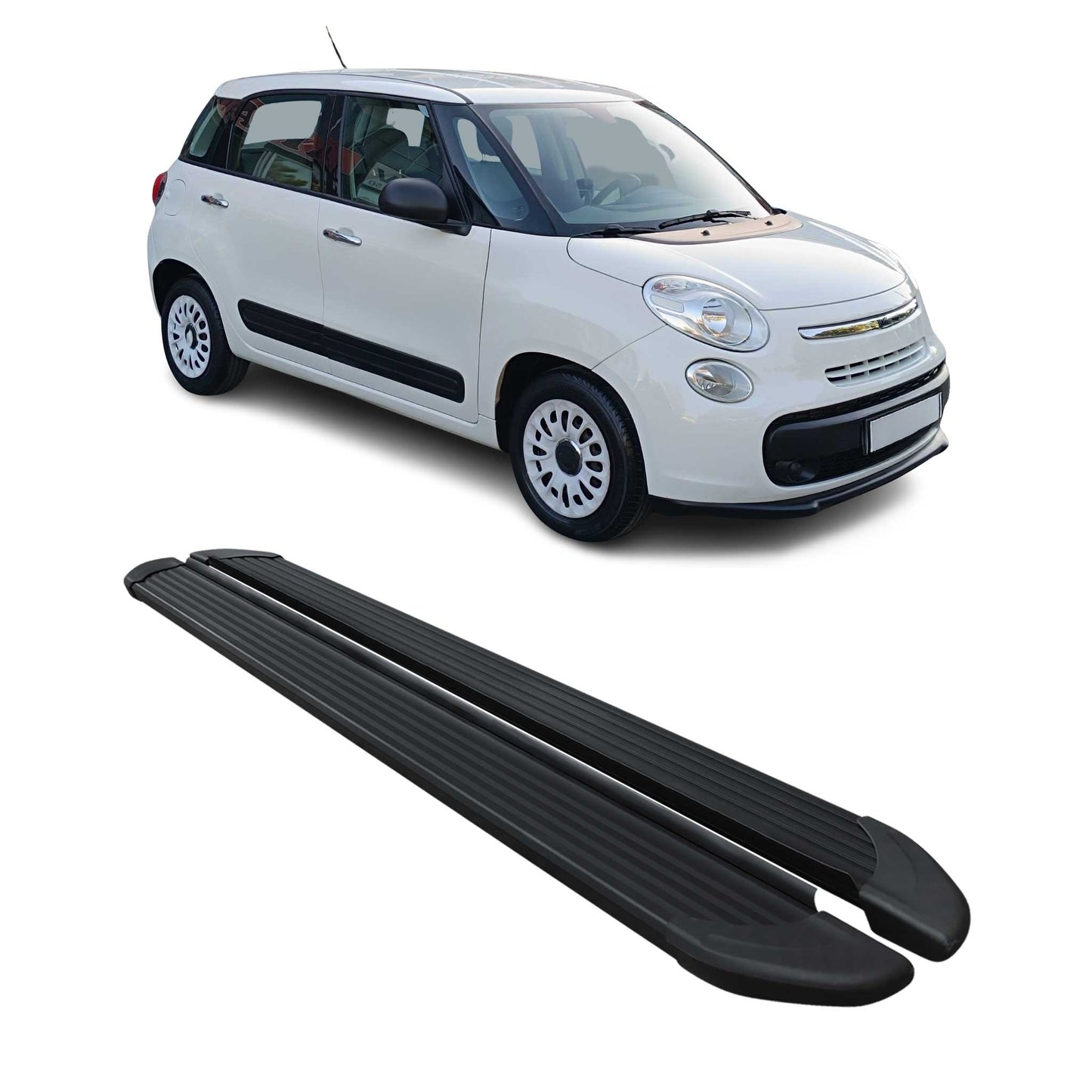 Seitenschweller Trittbretter Schweller für Fiat 500L 2012-2024 Aluminium Schwarz