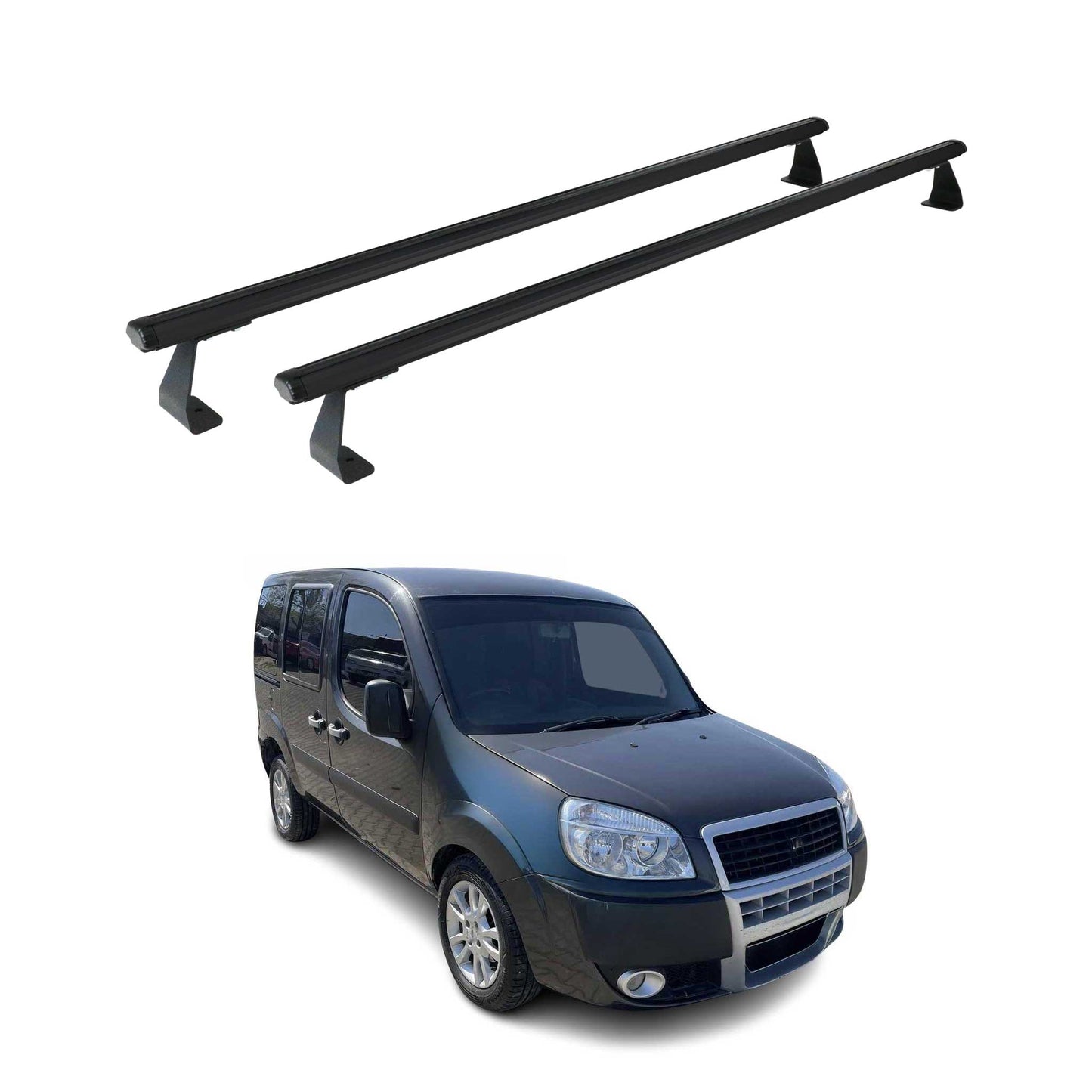 Dachträger Grundtäger für Fiat Doblo 2000-2010 75kg Aluminium Schwarz 2 tlg