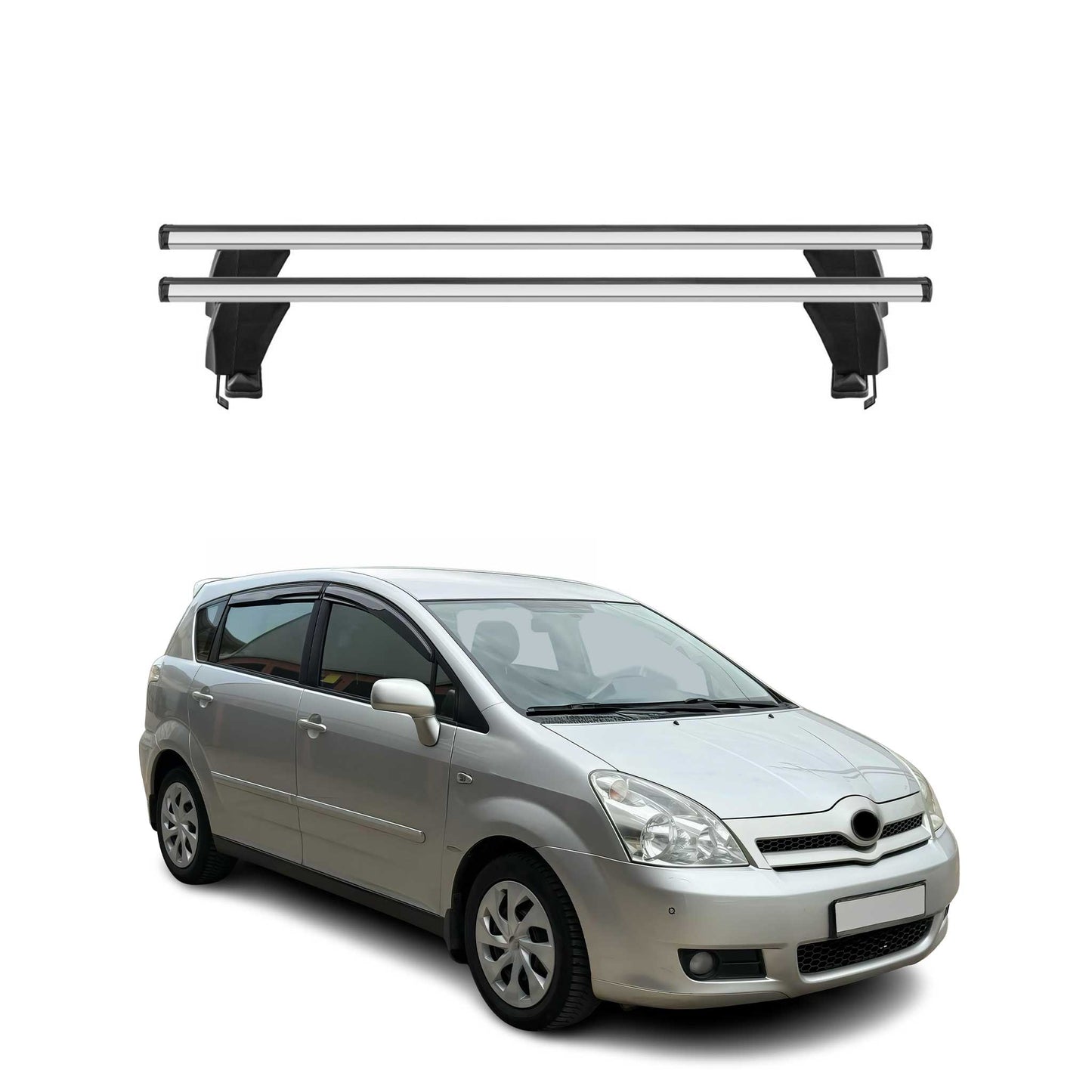 Menabo Dachträger für Toyota Corolla Verso mk2 2004-2007 Pre-FL 50kg Alu Grau 2x