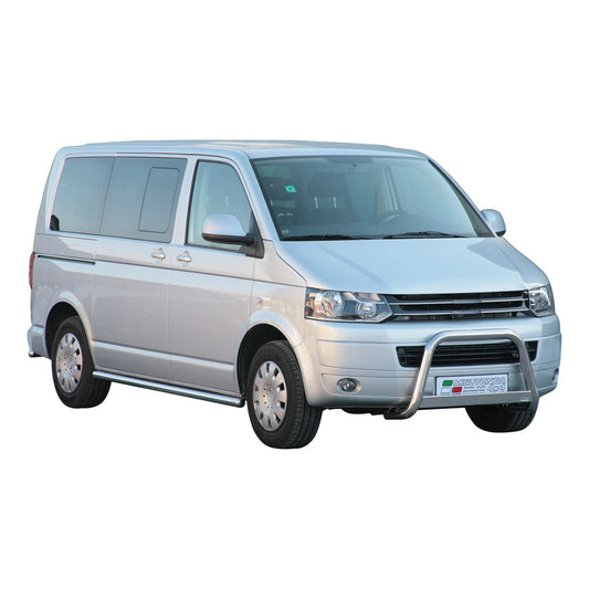 Bară de protecție față din oțel inoxidabil, bară de protecție față, finisaj lucios, pentru VW T5 2010-2021, gri, Ø 63 mm