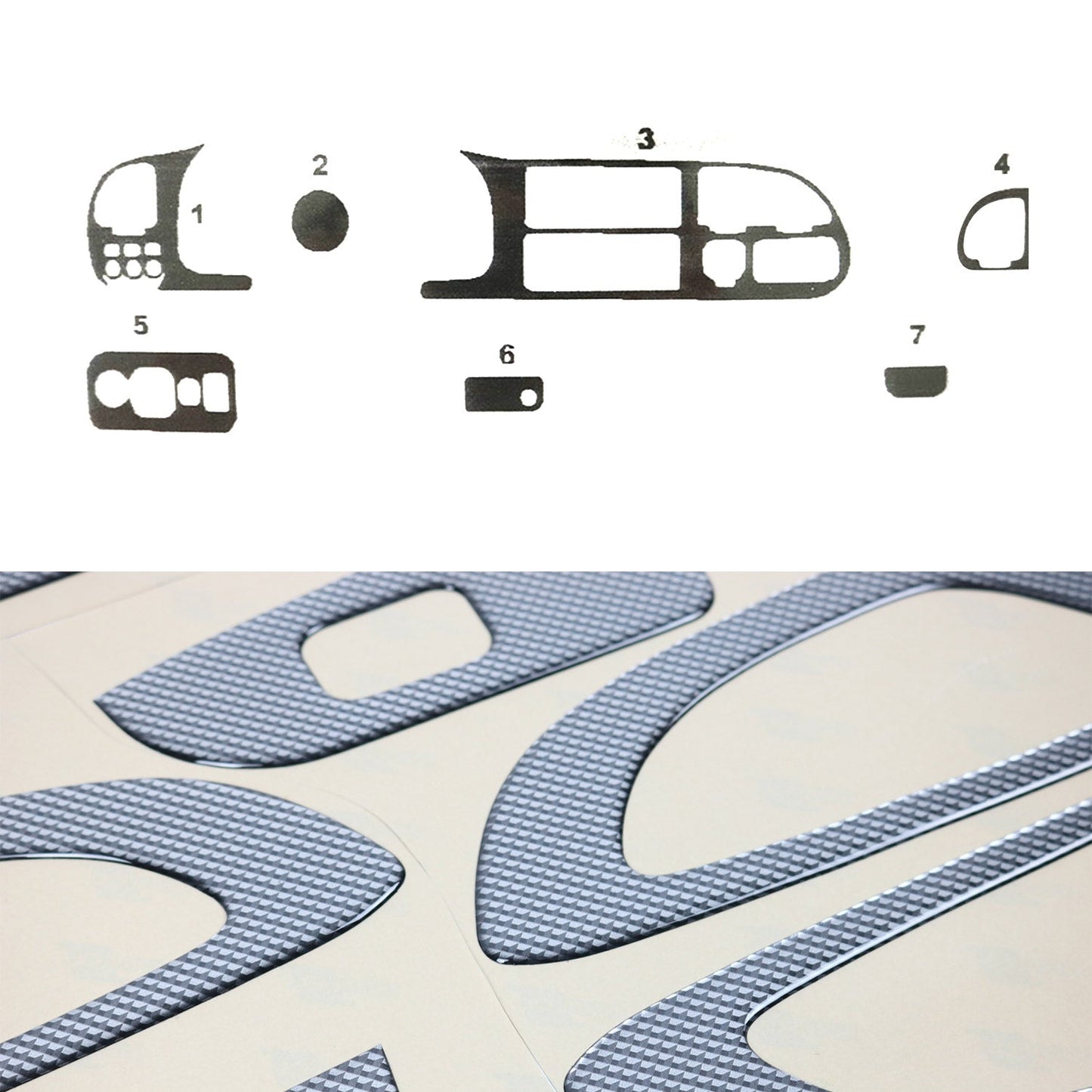Ornamente interioare pentru cockpit Ford Transit 1997-2000, aspect carbon, 8 bucăți