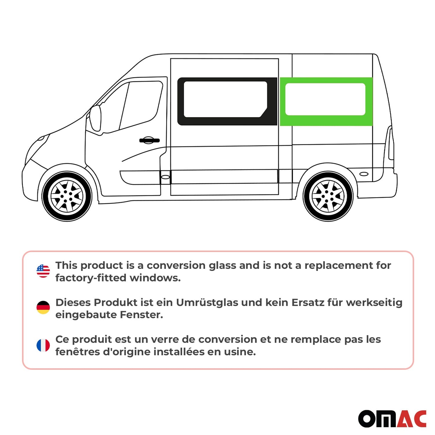 Seitenfenster Schiebefenster für Opel Movano 2010–2021 Hinten Links L2