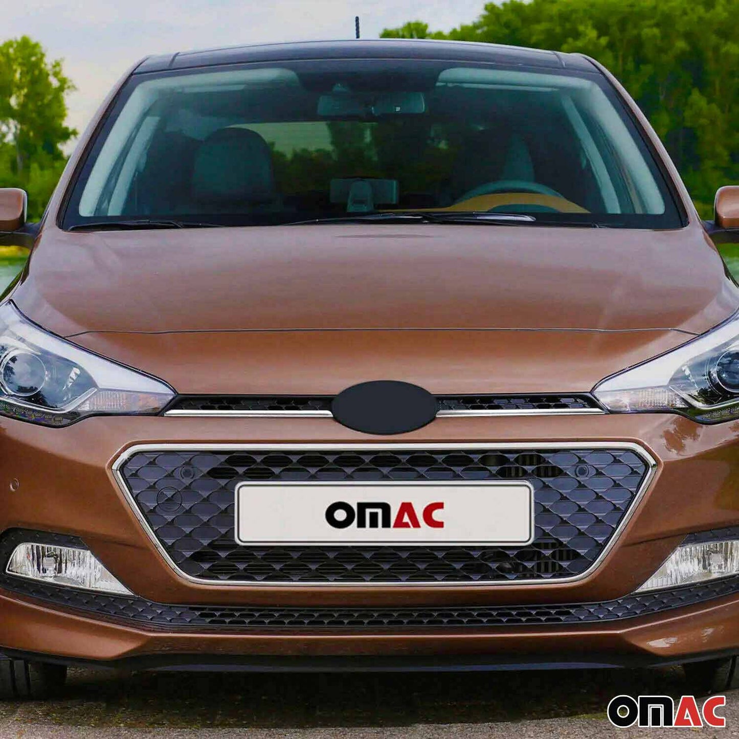 Benzi decorative grilă auto pentru Hyundai i20 2015-2019, oțel inoxidabil, argintiu, 2 bucăți