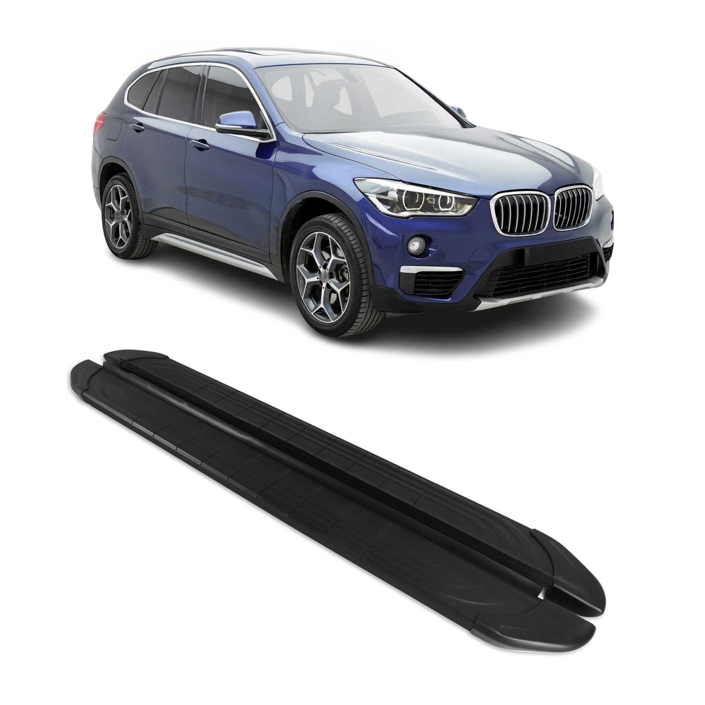 Trittbretter Seitenschweller für BMW X1 F48 2015-2022 Alu Bretter Schwarz 2x
