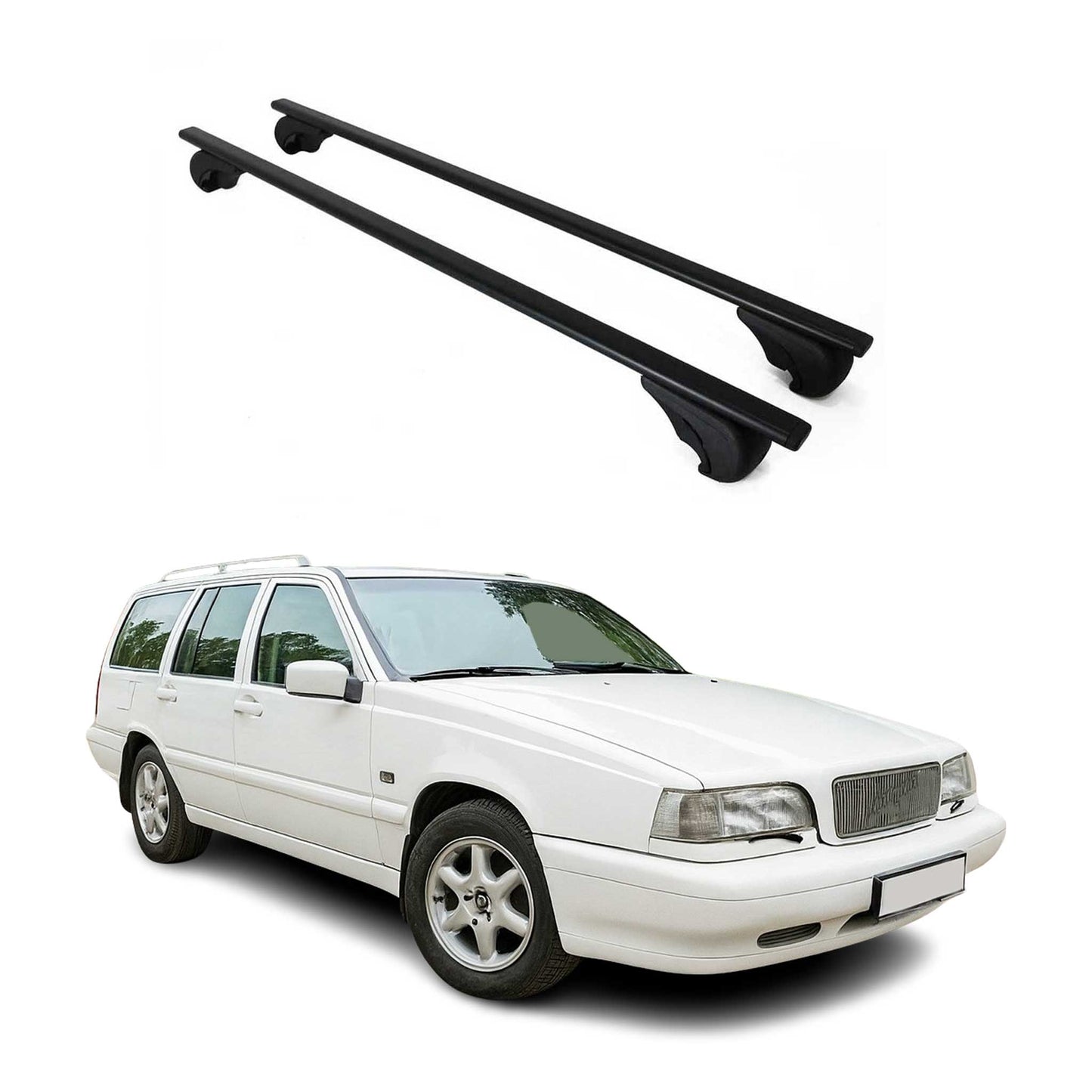 Portbagaj de plafon pentru Volvo 850 Estate 1992-1997 75kg, negru metalic, 2 buc.