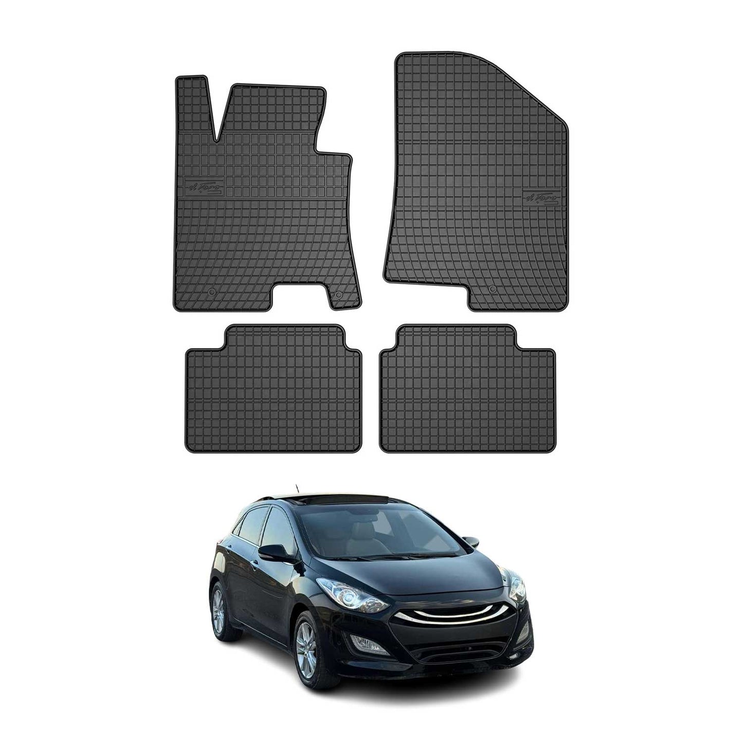 2011-2017 Hyundai i30 Fußmatten Gummi Schwarz 4 tlg