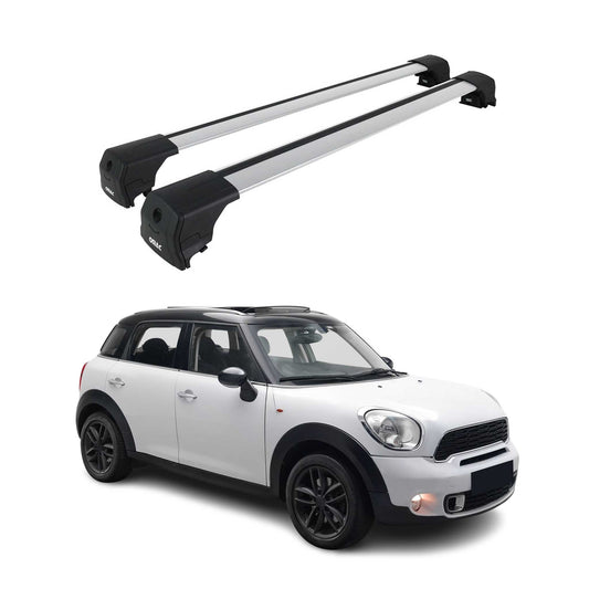 Portbagaj de plafon pentru Mini Countryman R60 2010-2016 75kg aluminiu argintiu 2 piese